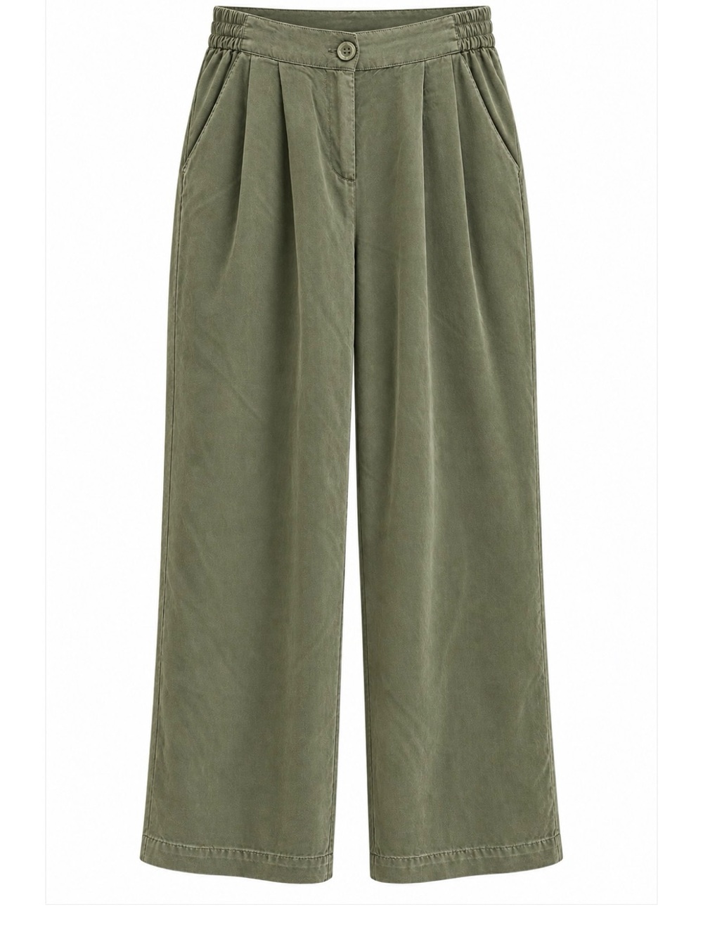 Relaxed Wide-Leg Pants in Olive Green